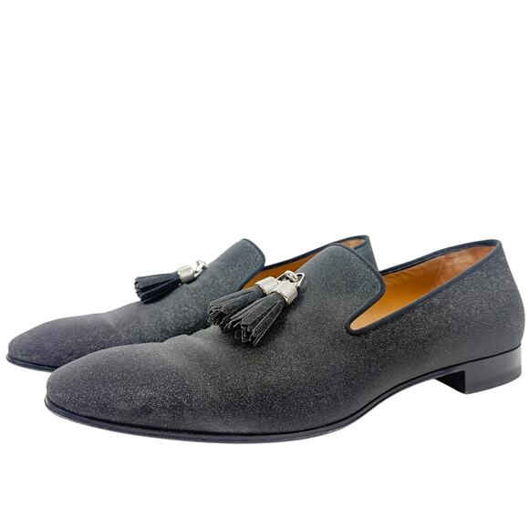 Christian Louboutin Rivalion Nylon Metallic Loafers Black Tassels Size 44 main image 5